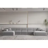 Fun Möbel Wohnlandschaft U-Form CELES PREMIUM XL in Stoff Opera Velvet Hellgrau - Grau