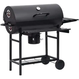 vidaXL Grillwagen mit Rädern und Ablagen schwarz