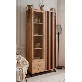 Finori Vitrine Holzwerkstoff Artisan Eiche / anthrazit Breite 92 cm - Medan 52A Hochschrank Nb. Lamellen ca. x 198 x 40