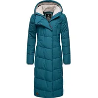 Ragwear Wintermantel Pavla Long extralanger Winterparka mit Teddyfutter und Kapuze blau XL (42)