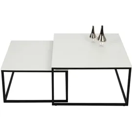 home collective Beistelltisch Set 2 in 1 Weiß Holz 70 x 42,5 x 70 cm