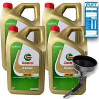 4x 5 Liter CASTROL Edge Motoröl LL 5W-30 Longlife Titanium 5W 30 VW + Trichter