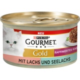 Purina x 85g Raffiniertes Ragout Lachs und Seelachs Duo Gourmet Gold Katzenfutter nass