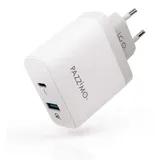 Pazzimo Ladegerät 2-Fach Qualcomm Quick Charge 3.0 USB + USB-C 6A Weiß