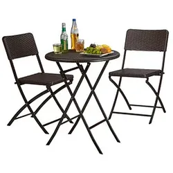 relaxdays Sitzgruppe, braun Kunststoff, Metall, 3-teilig