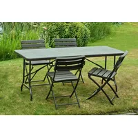 Garden Pleasure Sitzgruppe Tabora, schwarz Kunststoff, Metall, 5-teilig