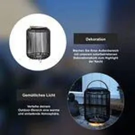 Best Season Deko-Korb Solar LED 48 cm Metall spritzwassergeschützt schwarz
