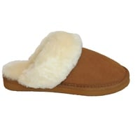 Lammfell Pantoffel slipper Damen Lammfell Hausschuhe Australisches Lammfell beige grau cognac braun mit comfort Sohle - sehr warm (41, cognac - braun, numeric_41) - 41 EU