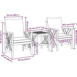vidaXL Garten-Lounge-Set 3-tlg. braun