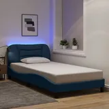 vidaXL Bettgestell mit LED ohne Matratze \"Hvar\" Blau 100x200 cm Stoff