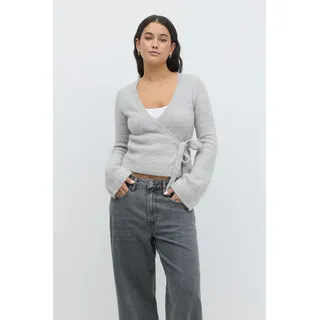 Gina Tricot - Knitted wrap cardigan - Cardigans - Grau - L - Dame - Grau - L