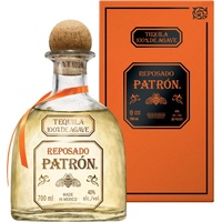 PATRÓN Reposado Premium-Tequila aus 100 % besten blauen Weber-Agaven, in Mexiko in kleinen Chargen handdestilliert, 2 Monate im Eichenfass gelagert, perfekt für Margaritas, 40% Vol., 70 cl/700 ml