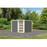 Karibu Gartenhaus 'Quadrado 2' terragrau 276 x 214 x 276 cm