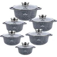 12-Tlg Antihaftbeschichtet Kochtopfset Topfset Geschirset Marmorbeschichtung Zilner Zl-7086