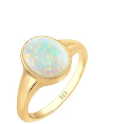 Elli Siegelring Synthetischer Opal Trend 925 Silber 56 Damen 