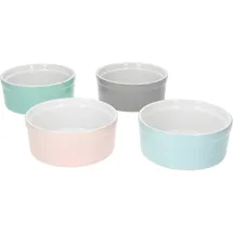 Mambocat 4er Set Muffin Förmchen Lotti rosa grau blau grün 200 ml I Mini Backform Keramik rund I Creme Brulee Schälchen Set I kleine Dessertschalen I Souffleeförmchen backofenfest Ø 11,5 cm