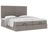 vidaXL Ottoman-Bett mit Matratzen Taupe 200x200 cm Stoff