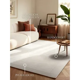 Villeroy & Boch Teppich VILLEROY & BOCH "Wollteppich Kivi", weiß (natur creme), B:120cm H:17mm L:180cm, Nylon, Wolle, Teppiche, Teppich, Handgewebt, Wolle, Bordüre, Einfarbig, Läufer, Wohnzimmer, Modern
