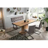 Hela Essgruppe "Luise I G (Bank, Stühle, Tisch)", braun (artisan eiche, vintage grau, vintage grau, anthrazit), Microfaser VINTAGE, Einlegeplatte, Artisan Eiche/Vintage Grau, FSC-zertifizierter Holzwerkstoff, Metall, Polyester, Stoff, Sitzmöbel-Sets,