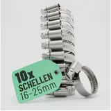 greate Schlauchschellen Edelstahl 16-25mm - 10er Pack
