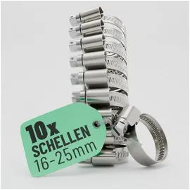 greate Schlauchschellen Edelstahl 16-25mm - 10er Pack