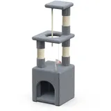 VOUNOT Kratzbaum Klein, Katzenbaum für Katzen, Stabil Katzenkratzbaum, Höhe 88 cm, Grau