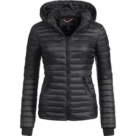 Navahoo Damen Übergangs Stepp Jacke mit Kapuze B348 [B348-Kimuk-Schwarz-Gr.XXL] - XXL