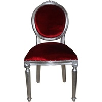 Casa Padrino Esszimmerstuhl »Barock Medaillon Luxus Esszimmer Stuhl ohne Armlehnen in Bordeaux / Silber - Limited Edition«