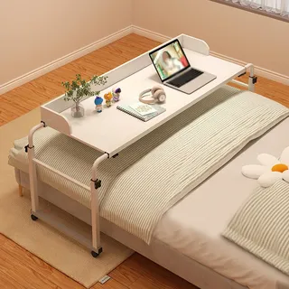 Over Bed Table,betttisch Auf Rollen Höhenverstellbar Betttisch Höhenverstellbar überbetttisch Mit Rollen Betttische(Color:Weiß+)