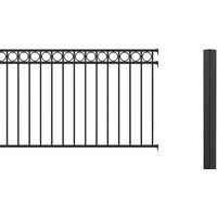 GAH Alberts Alberts Zaunkomplettset Circle, zum Einbetonieren | verschiedene Längen und Höhen - wahlweise in verschiedenen Farben | matt-schwarz Höhe 120 cm | Länge 6 m
