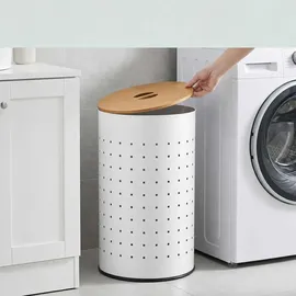 Relaxdays Relaxdays, Wäschekorb mit Deckel, Metall, 50 l,