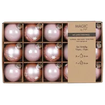 Inge‘s Christmas Decor Inge-glas Weihnachtskugeln Glas 6cm x 15 Stück in Kartonbox Christbaumkugeln Hellrosa