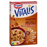 Dr. Oetker Vitalis Roasted Müsli Cranberry Kürbiskern: Geröstetes Müsli mit getrockneten Cranberries, 8er Packung (8 x 501g)