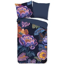 Pure Sharira Gezeichnete Blume Blau 200 x 200 cm + 2 x 80 x 80 cm