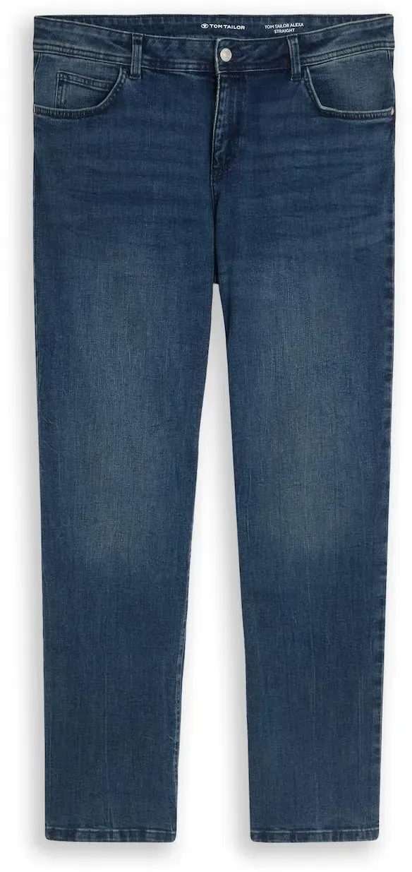 TOM TAILOR Damen TTALEXA STRAIGHT Jeans, blau, Uni, Gr. 34/34