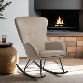 Tectake tectake® Schaukelstuhl Schwarz, Beige, Kunststoff, 70x100x93 cm, Wohnzimmer, Sessel, Schaukelstühle