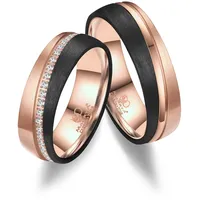 Partnerring MARRYA "Carbon Ringe Trauringe Eheringe Partnerringe" Fingerringe Gr. 48, Carbon, rosegold (herren ring - schwarz rosé) Damen