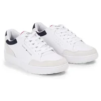 Tommy Hilfiger Herren Cupsole Sneaker Basket Core Leather Mix Schuhe, Weiß (White), 44 EU