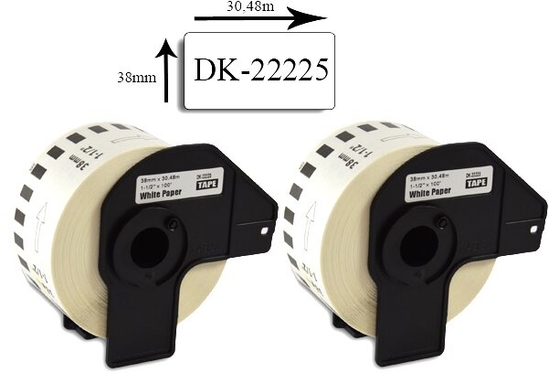 Bubprint 2x Etiketten kompatibel für Brother DK-22225 38mm x 30,48m SET