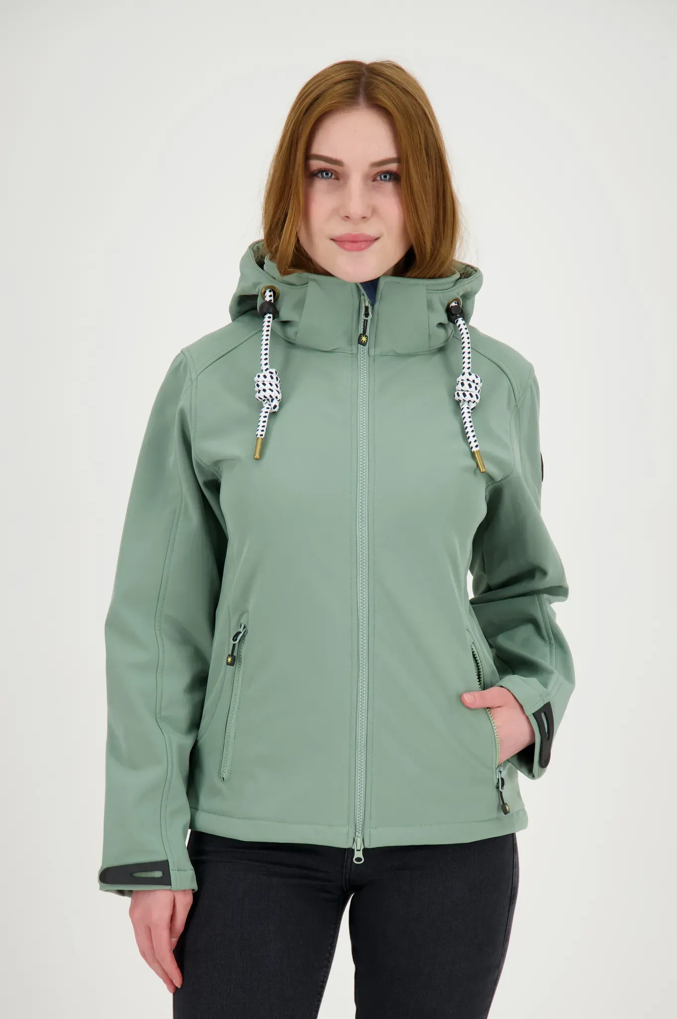 Softshelljacke DEPROC ACTIVE "PEAK CREEK WOMEN" Gr. 52 (XXL), grau Damen Jacken mit abnehmbarer Kapuze