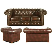 Xlmoebel Wohnzimmer-Set Chesterfield Sofagarnitur Weiß 3+2+1 100% Leder Sofort, (3-St., 3-Sitzer Sofa/2-Sitzer Sofa/Sessel), Made in Europa weiß