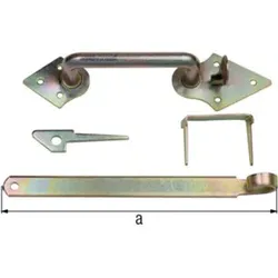 Klinkenset 260mm galvanisch,gelb verz.f.Flechtzaun- u.leichte Holztore GAH