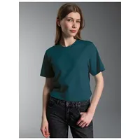 TRIGEMA T-Shirt "TRIGEMA T-Shirt aus 100% Baumwolle", Damen, Gr. L, blau (saphir), Single Jersey, 100% Baumwolle, Basic, lang, Rundhals, Shirts T-Shirt
