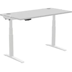 Fellowes Levado elektrisch höhenverstellbarer Schreibtisch grau rechteckig, C-Fuß-Gestell weiß 160,0 x 80,0 cm