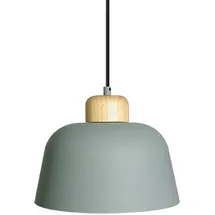 LEDKIA Pendelleuchte aus Metall und Holz Wawak Seladongrün,