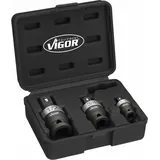 VIGOR Kraft-Gelenk Satz V5505 Vierkant hohl 6,3 mm (1/4 Zoll), Vierkant hohl 10 mm (3/8 Zoll), Vierkant hohl 12,5 mm (1/2 Zoll) Vierkant massiv 6,3 mm (1/4 Zoll), Vierkant massiv 10 mm (3/8 Zoll), Vierkant mass