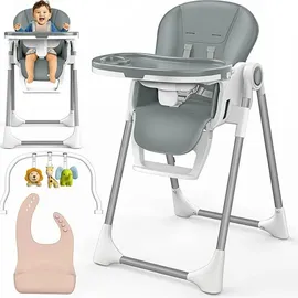 KIDUKU Kinder-Esszimmerstuhl 3 in 1, mit Liegefunktion, grau - N