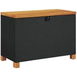 vidaXL Garten-Auflagenbox Schwarz 80x40x48 cm Poly Rattan Akazienholz