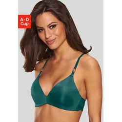 Push-up-BH LASCANA "Eleonora", Damen, Gr. 85, Cup A, grün (tannengrün), Microtouch, Obermaterial: 60% Polyamid, 35% Polyester, 5% Elasthan, BHs Push-up-BH, ohne Bügel mit verschiedenen Tragevarianten, Dessous