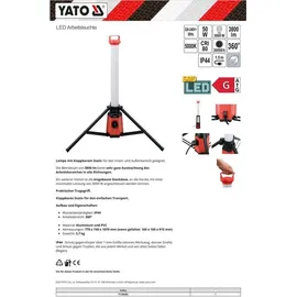 Yato Turm Baustrahler Arbeitsstrahler Werkstattlampe 360° LED Standleuchte IP54 mit Steckdose 3800 Lumen